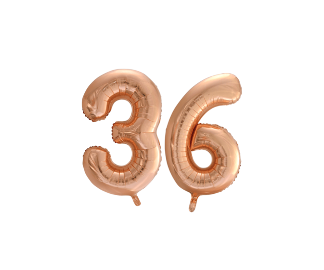 Folieballon 36 jaar Rosé Goud 86cm