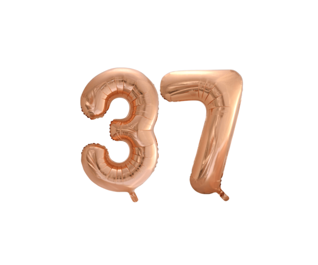 Folieballon 37 jaar Rosé Goud 86cm Folieballon 37 jaar Rosé Goud 86cm