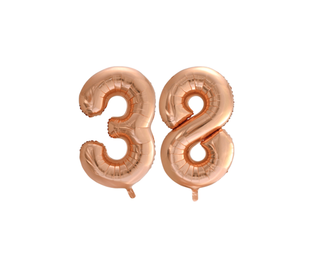 Folieballon 38 jaar Rosé Goud 86cm Folieballon 38 jaar Rosé Goud 86cm