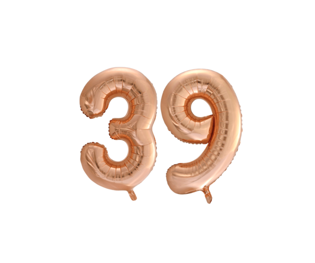 Folieballon 39 jaar Rosé Goud 86cm