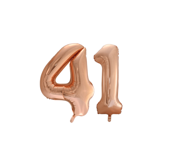 Folieballon 41 jaar Rosé Goud 86cm