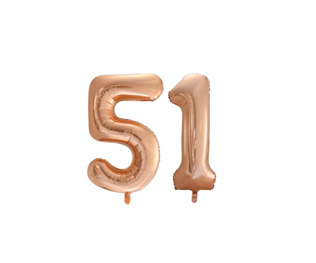 Folieballon 51 jaar Rosé Goud 86cm