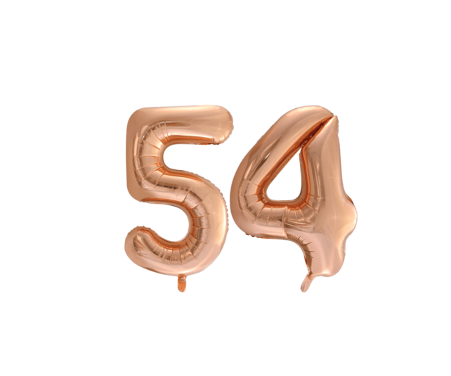 Folieballon 54 jaar Rosé Goud 86cm