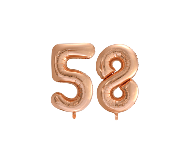 Folieballon 58 jaar Rosé Goud 86cm