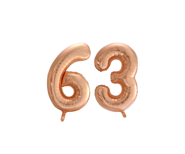 Folieballon 63 jaar Rosé Goud 86cm