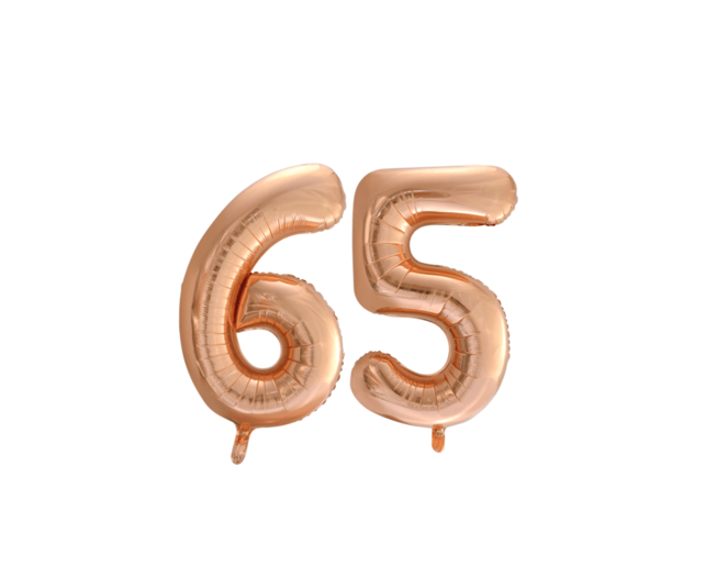 Folieballon 65 jaar Rosé Goud 86cm