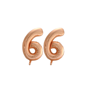 Folieballon 66 jaar Rosé Goud 86cm