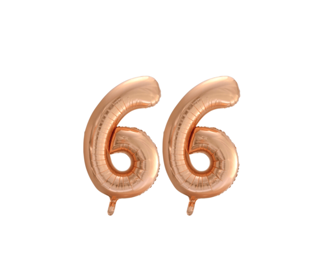 Folieballon 66 jaar Rosé Goud 86cm