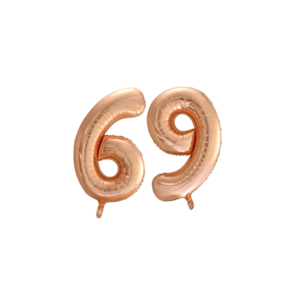 Folieballon 69 jaar Rosé Goud 86cm