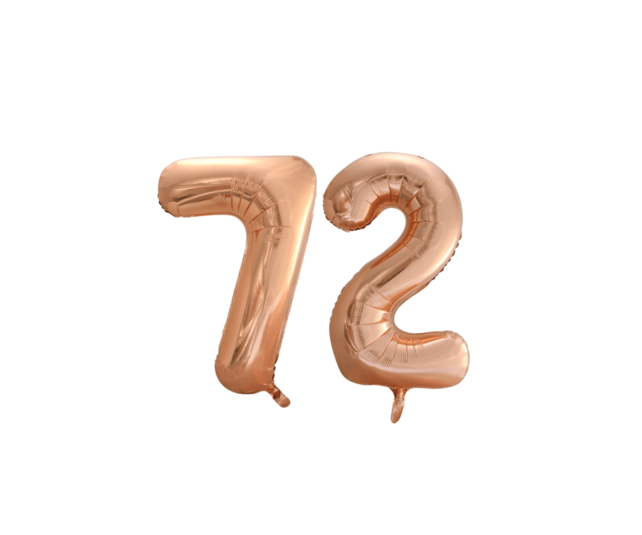 Folieballon 72 jaar Rosé Goud 86cm