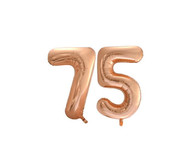 Folieballon 75 jaar Rosé Goud 86cm Folieballon 75 jaar Rosé Goud 86cm