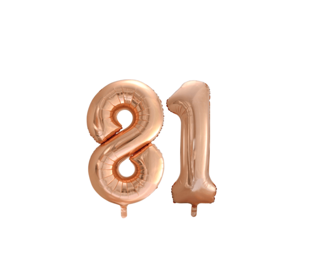 Folieballon 81 jaar Rosé Goud 86cm