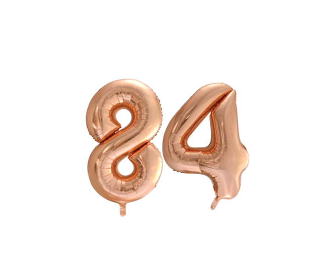 Folieballon 84 jaar Rosé Goud 86cm