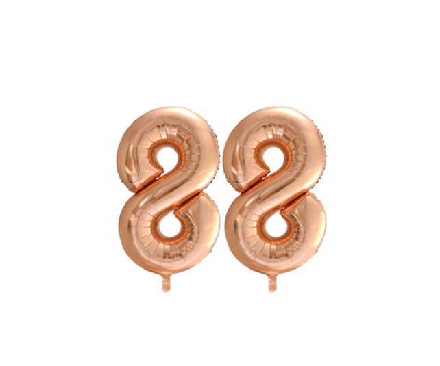 Folieballon 88 jaar Rosé Goud 86cm