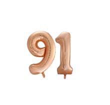 Folieballon 91 jaar Rosé Goud 86cm