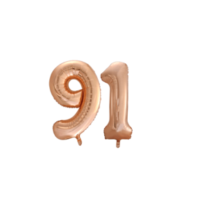 Folieballon 91 jaar Rosé Goud 86cm