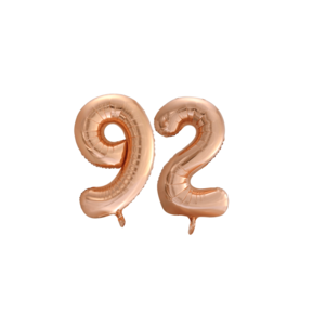 Folieballon 92 jaar Rosé Goud 86cm