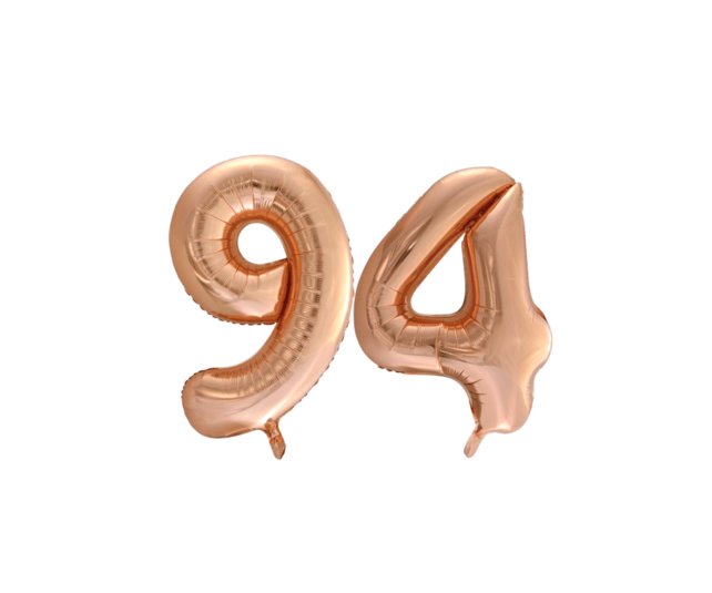 Folieballon 94 jaar Rosé Goud 86cm
