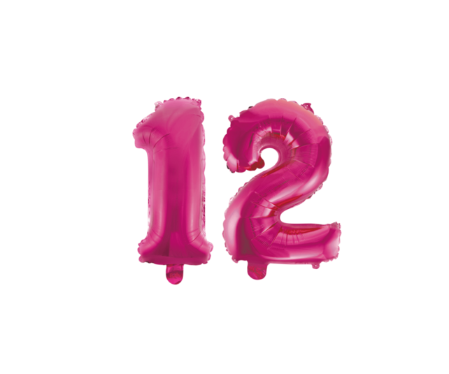 Folieballon 12 jaar roze 86cm