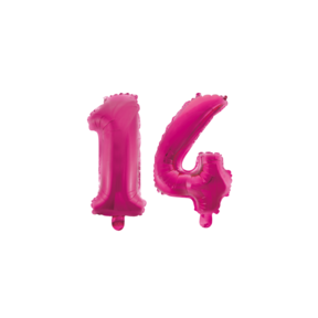 Folieballon 14 jaar roze 86cm