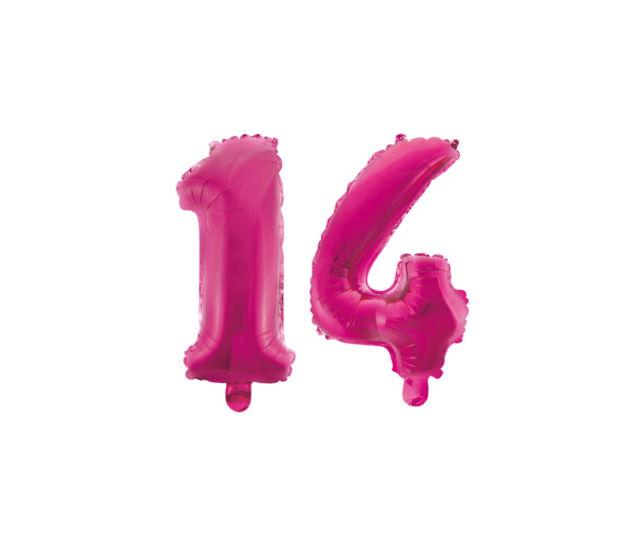 Folieballon 14 jaar roze 86cm