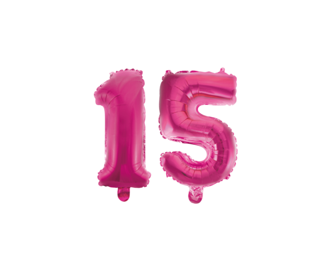 Folieballon 15 jaar roze 86cm Folieballon 15 jaar roze 86cm