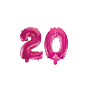 Folieballon 20 jaar roze 86cm