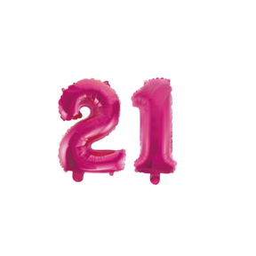 Folieballon 21 jaar roze 86cm