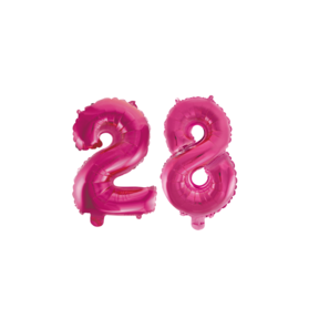 Folieballon 28 jaar roze 86cm