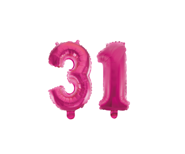 Folieballon 31 jaar roze 86cm