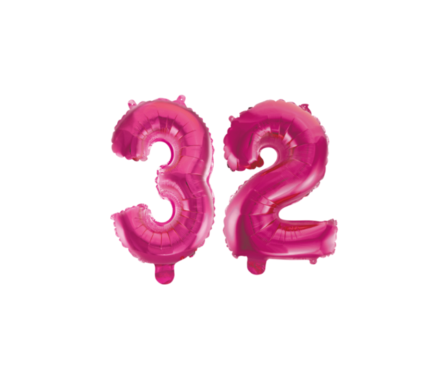 Folieballon 32 jaar roze 86cm