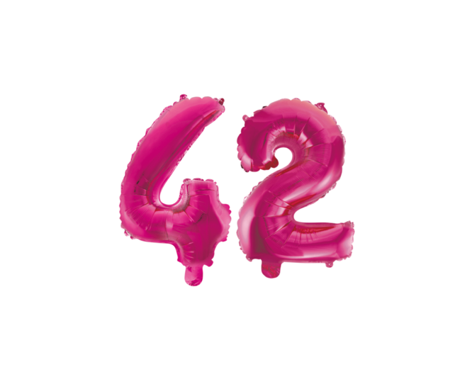 Folieballon 42 jaar roze 86cm