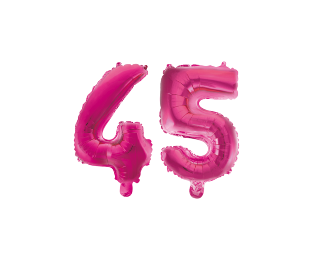 Folieballon 45 jaar roze 86cm