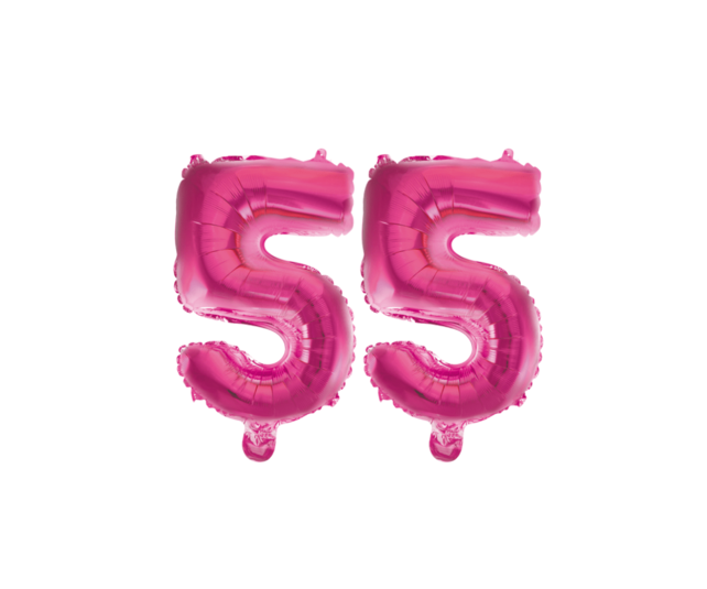 Folieballon 55 jaar roze 86cm