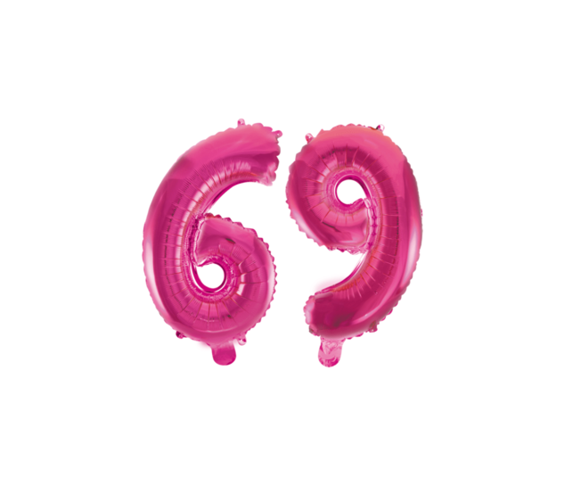 Folieballon 69 jaar roze 86cm