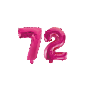 Folieballon 72 jaar roze 86cm