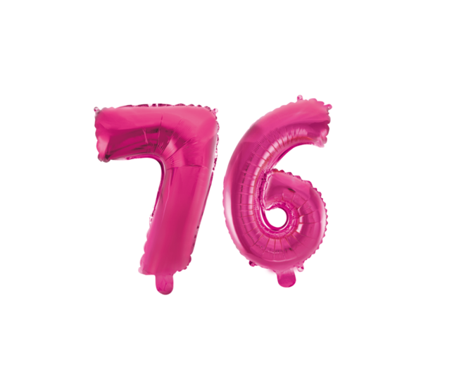 Folieballon 76 jaar roze 86cm