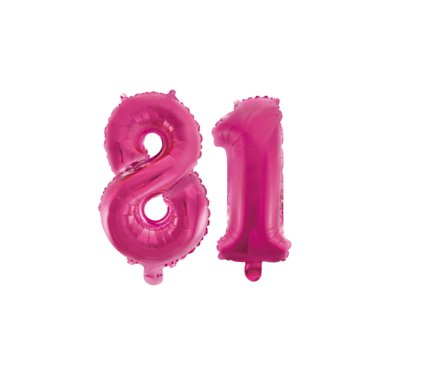 Folieballon 81 jaar roze 86cm