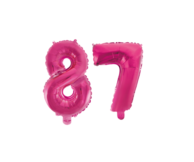 Folieballon 87 jaar roze 86cm