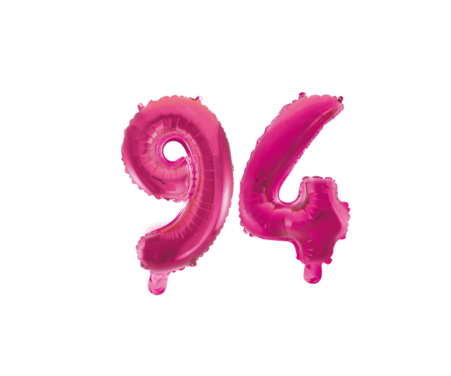 Folieballon 94 jaar roze 86cm