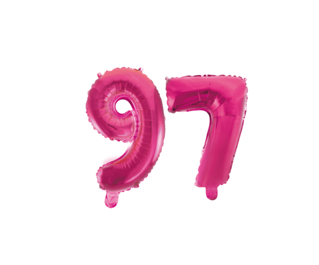 Folieballon 97 jaar roze 86cm