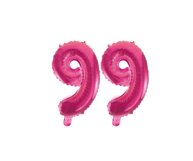 Folieballon 99 jaar roze 86cm Folieballon 99 jaar roze 86cm