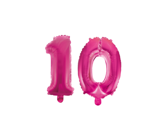 Folieballon 10 jaar roze 41cm