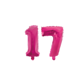 Folieballon 17 jaar roze 41cm
