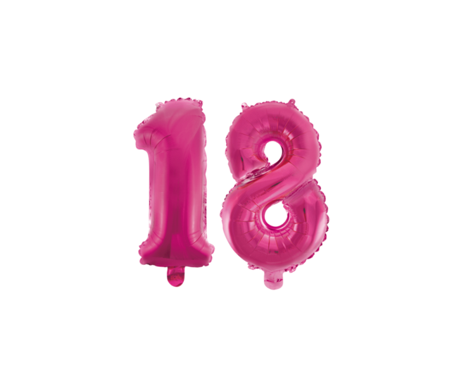 Folieballon 18 jaar roze 41cm