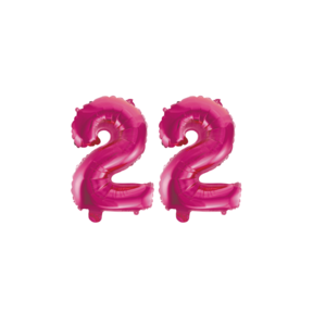 Folieballon 22 jaar roze 41cm