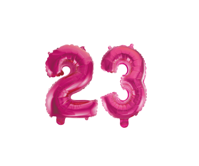 Folieballon 23 jaar roze 41cm