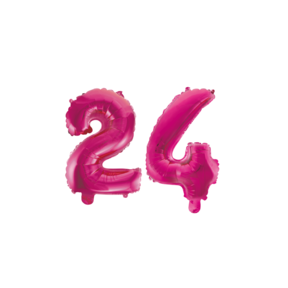 Folieballon 24 jaar roze 41cm