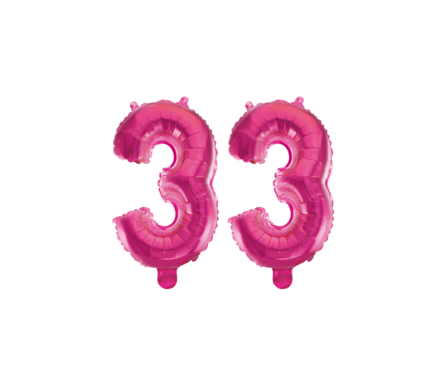 Folieballon 33 jaar roze 41cm