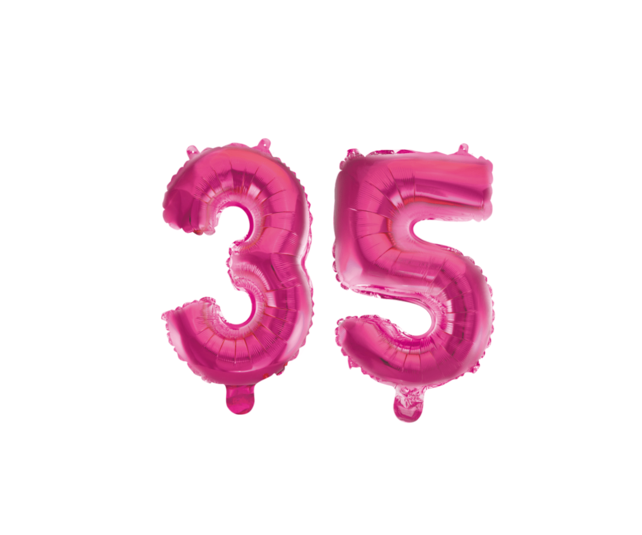 Folieballon 35 jaar roze 41cm